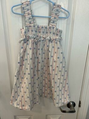 Cat & Jack Ivory Dress with Blue and Coral Accents